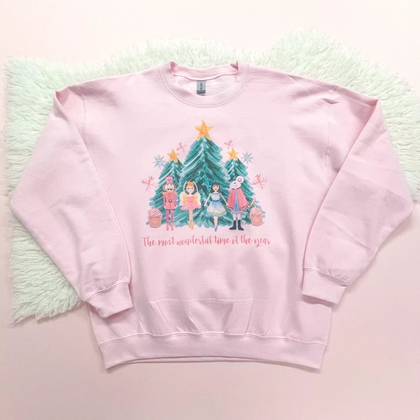 Christmas Themed - Nutcracker With Tree - Women's Light Pink Sweatshirt