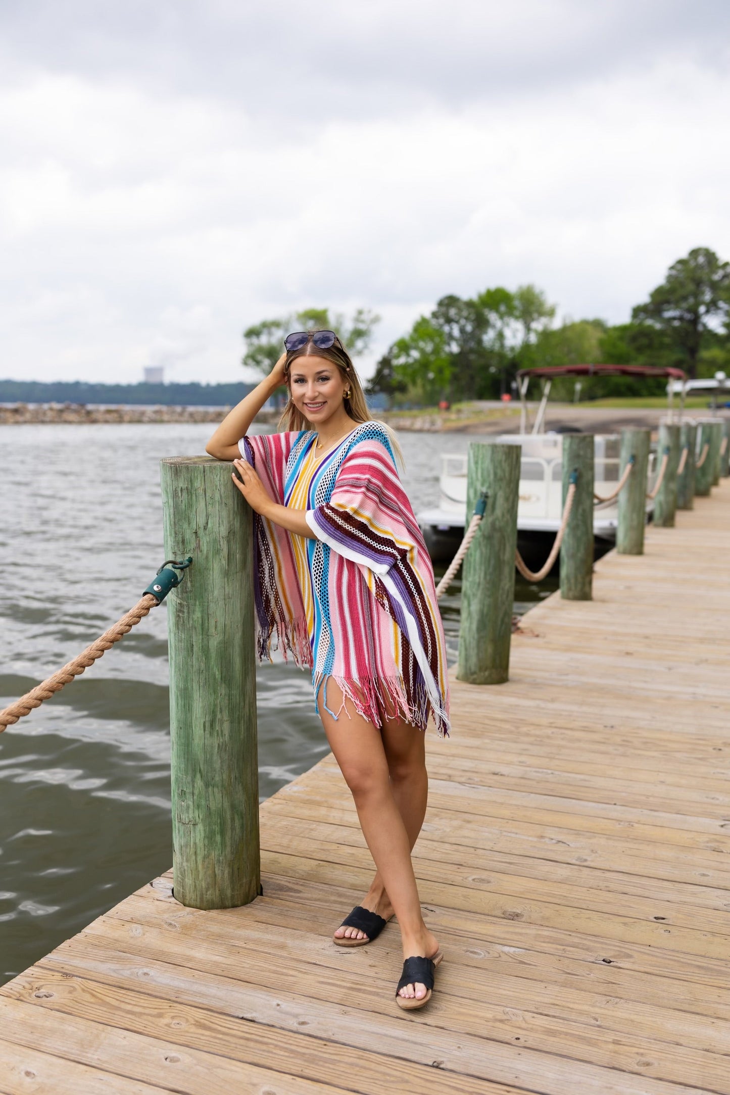 Mariana Striped Poncho w/ Tassels