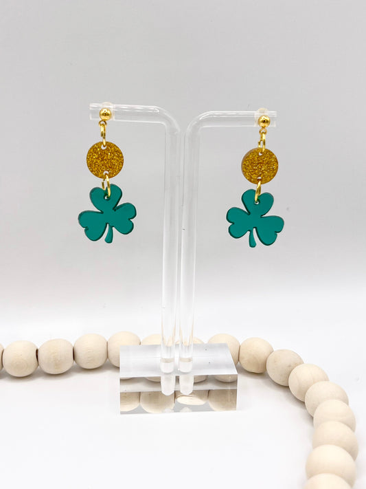 *RTS* Solid Green Shamrock Drop Studs