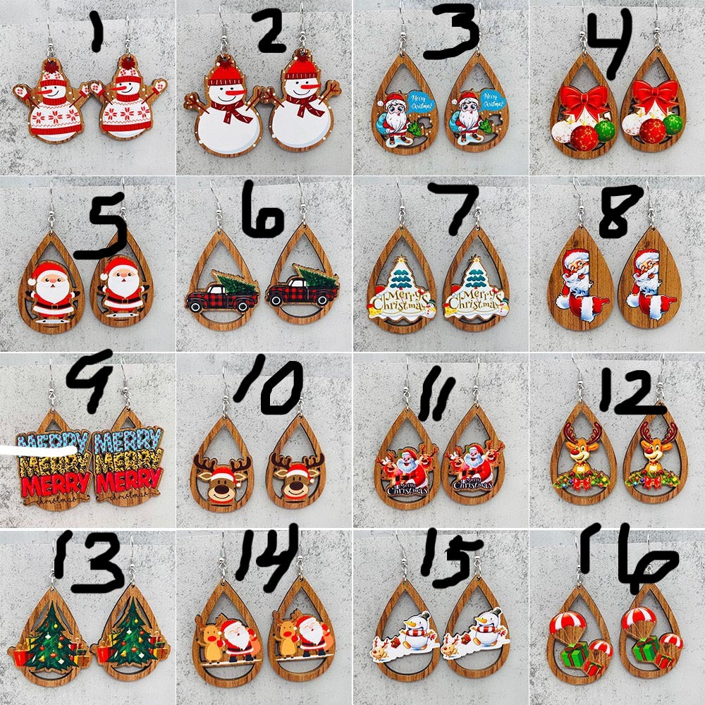 *RTS* Holiday Wood Teardrop Dangles