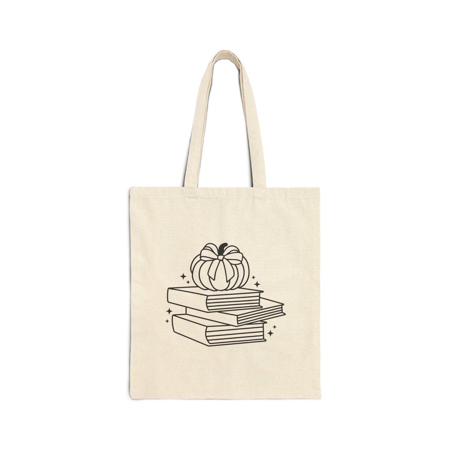 Books and Pumpkin Cotton Canvas Tote Bag