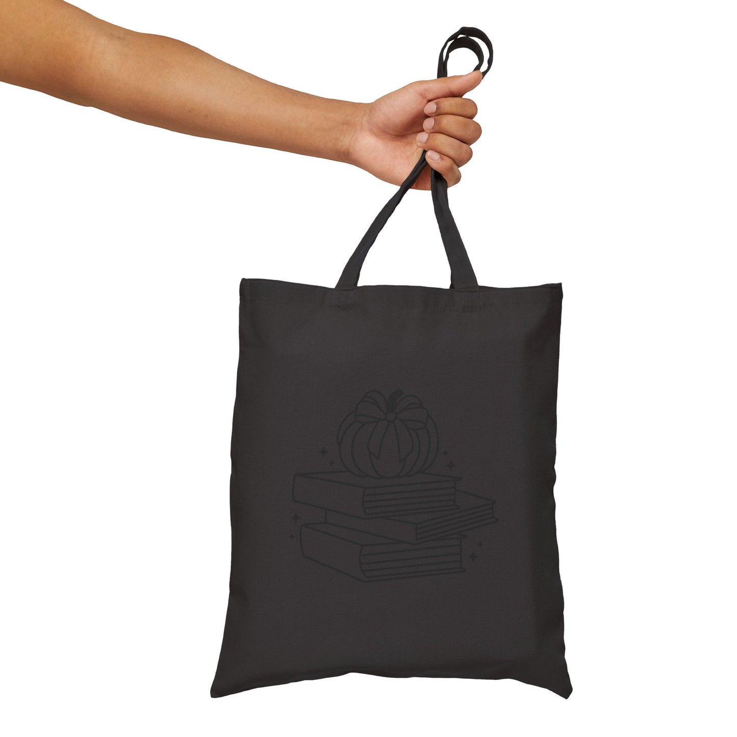 Books and Pumpkin Cotton Canvas Tote Bag