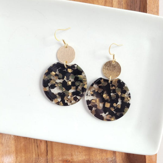 Zoey Earrings - Black & Bronze