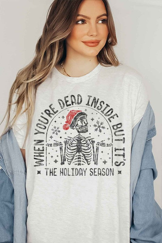 CHRISTMAS SKELETON GRAPHIC TEE / T-SHIRT