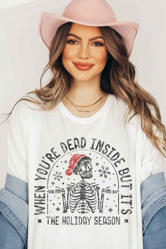 CHRISTMAS SKELETON GRAPHIC PLUS SIZE TEE / T-SHIRT