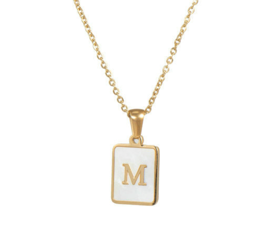 18K Gold Plated Initial Necklace - Womens