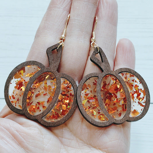 Glittery Pumpkin Earrings