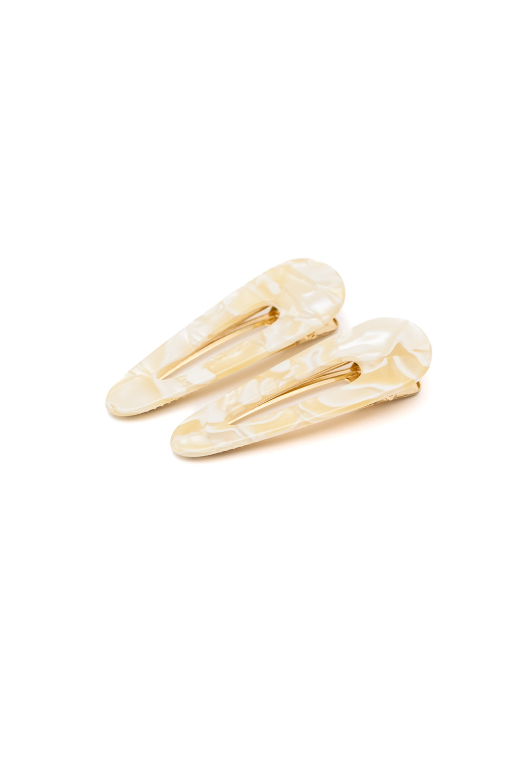 2 Pack Teardrop Hair Clip in Gold Shell - OS - Womens