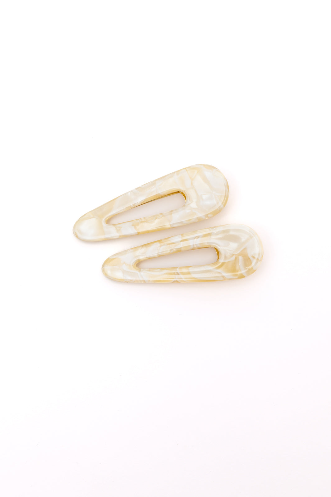 2 Pack Teardrop Hair Clip in Gold Shell - OS - Womens