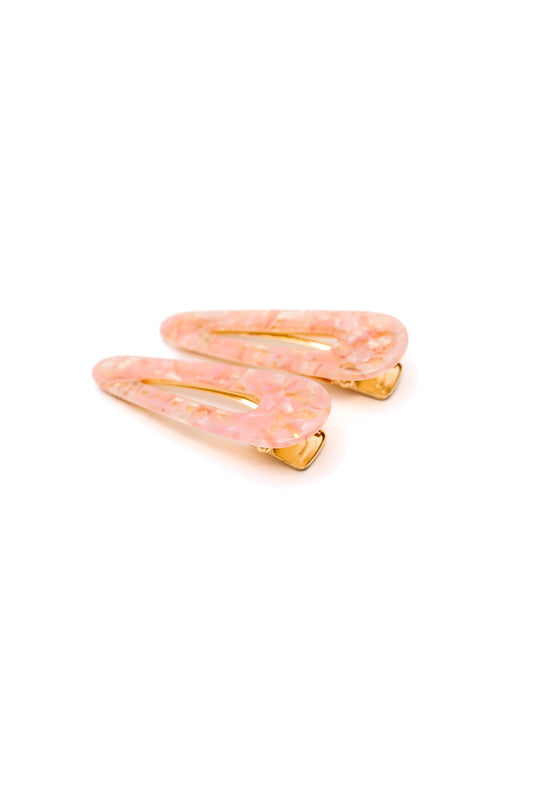 2 Pack Teardrop Hair Clip in Pink Shell - OS - Womens