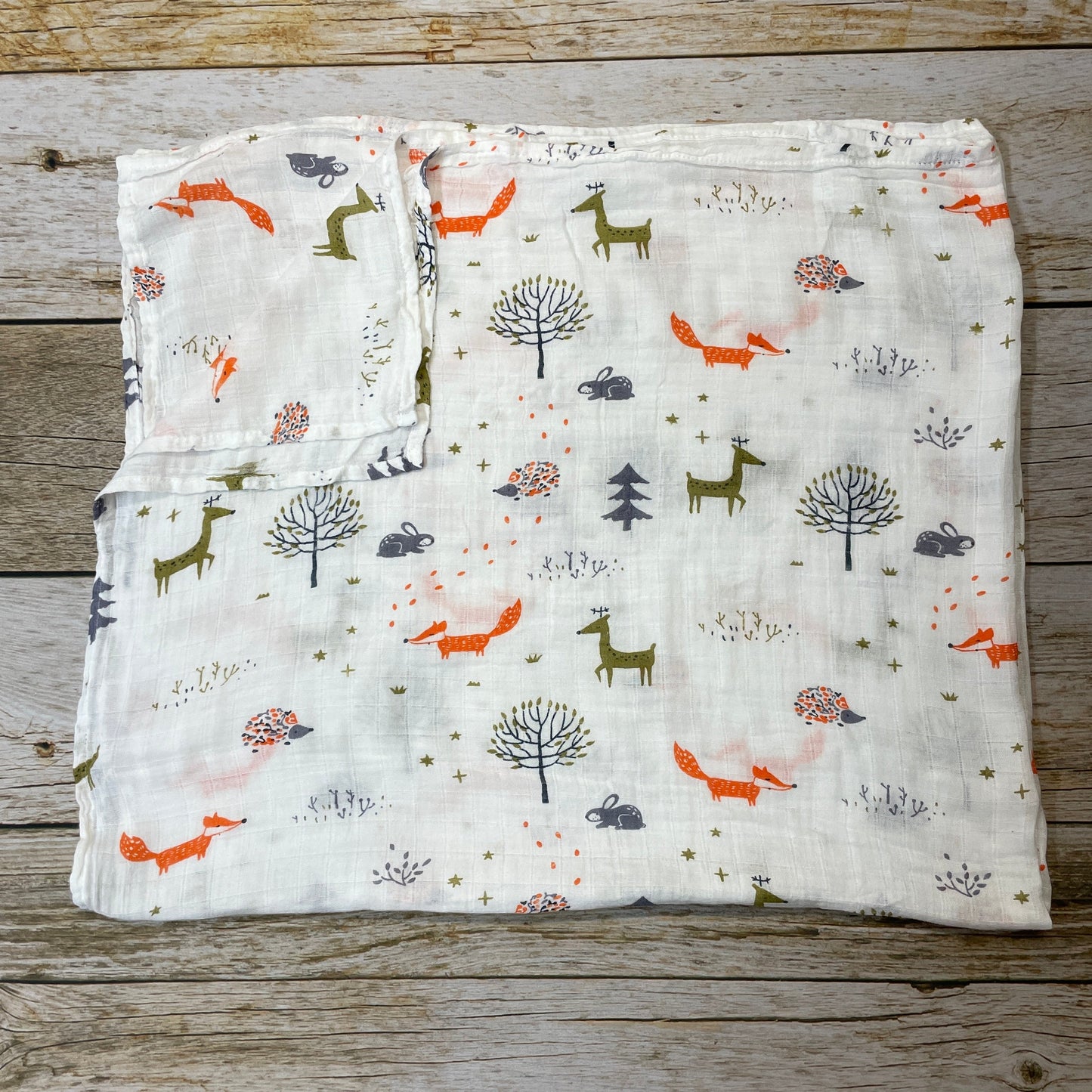 Extra Soft Bamboo Cotton Muslin Baby Blanket - Woodland Animals