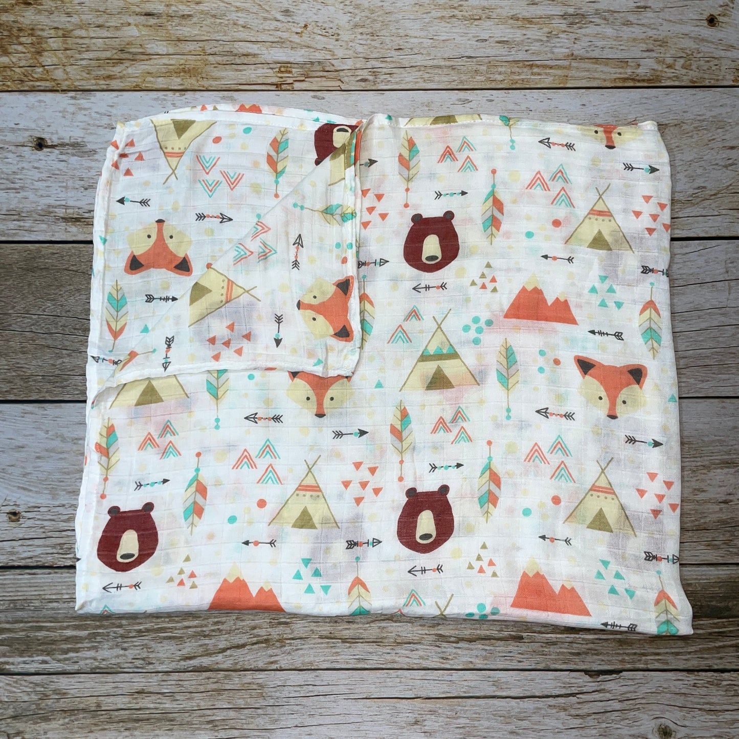 Extra Soft Bamboo Cotton Muslin Baby Blanket - Fox & Bear