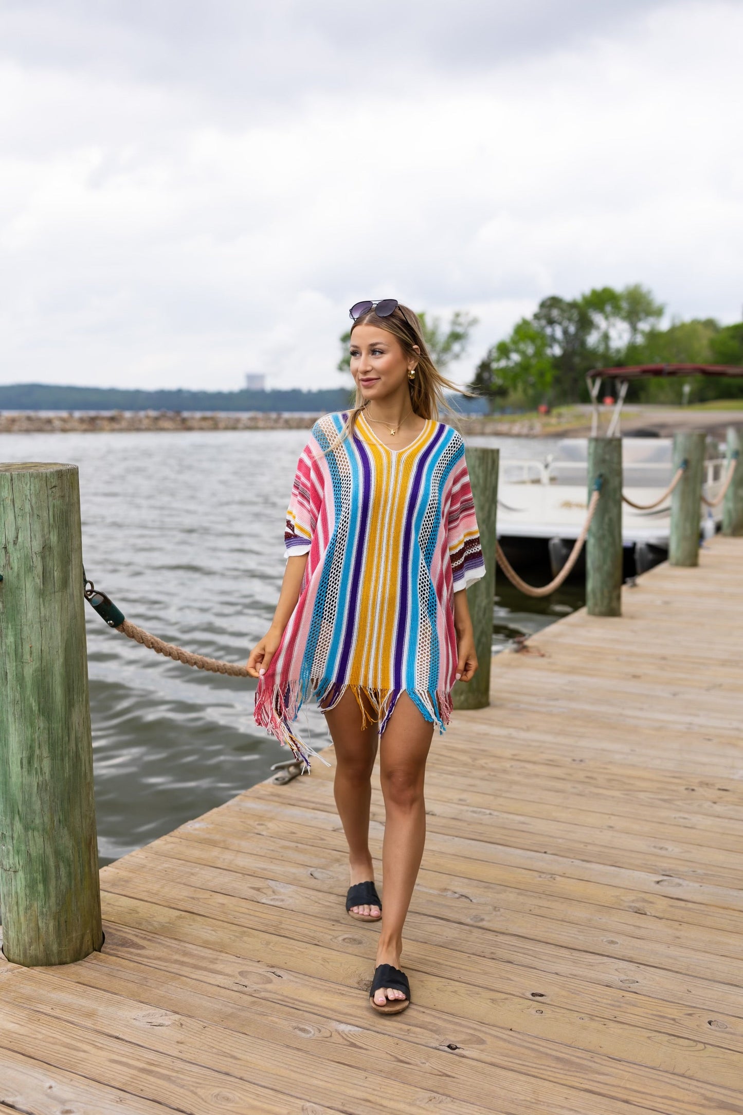 Mariana Striped Poncho w/ Tassels