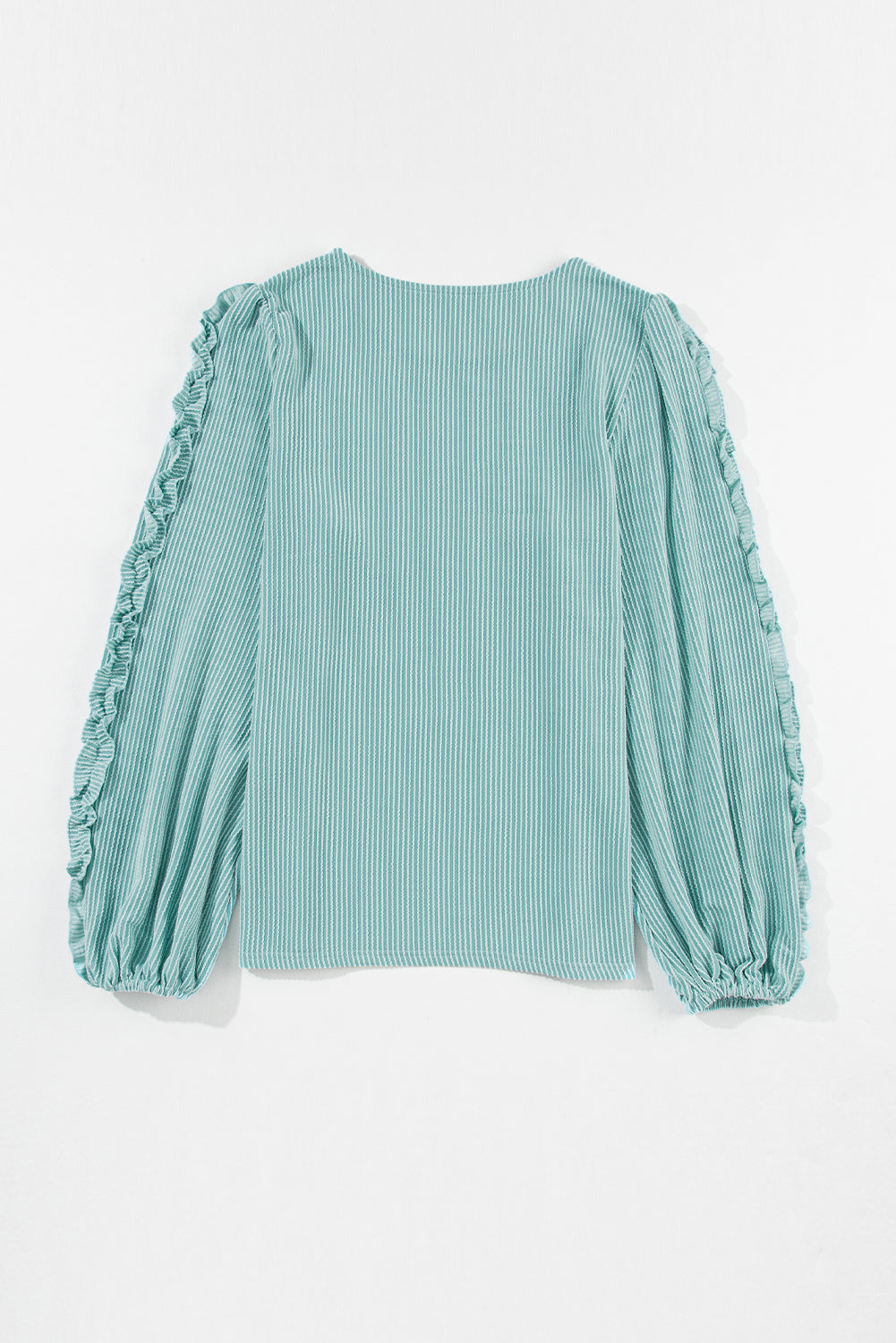 RTS: The Alice Ribbed & Ruffle Aqua Top-