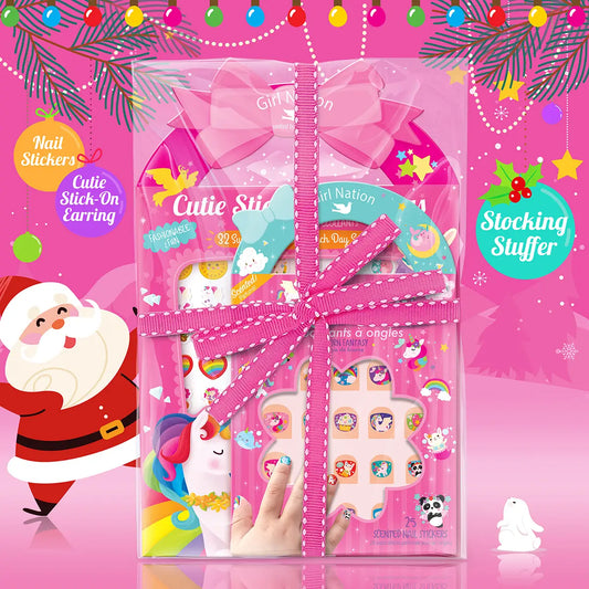 Cutie Stick-On Earring and Nail Sticker Gift Set- Unicorn