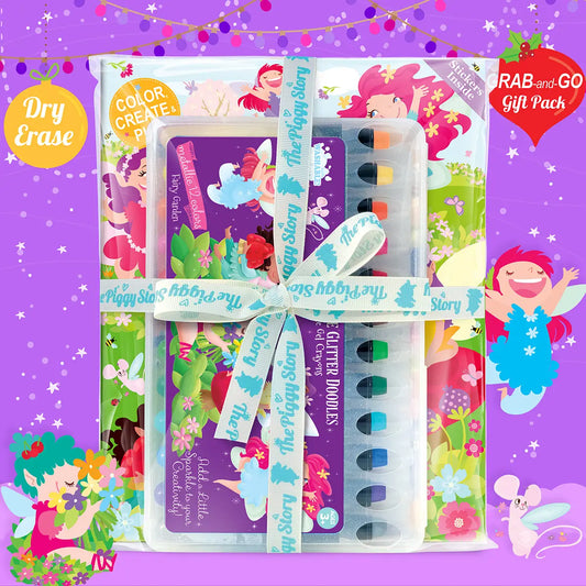 Glitter Fairy Dry Erase Coloring Book and Crayon Gift Set