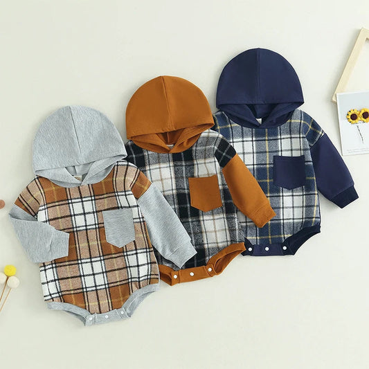 RTS: The Brady Hooded Plaid Onesie and Shirt-