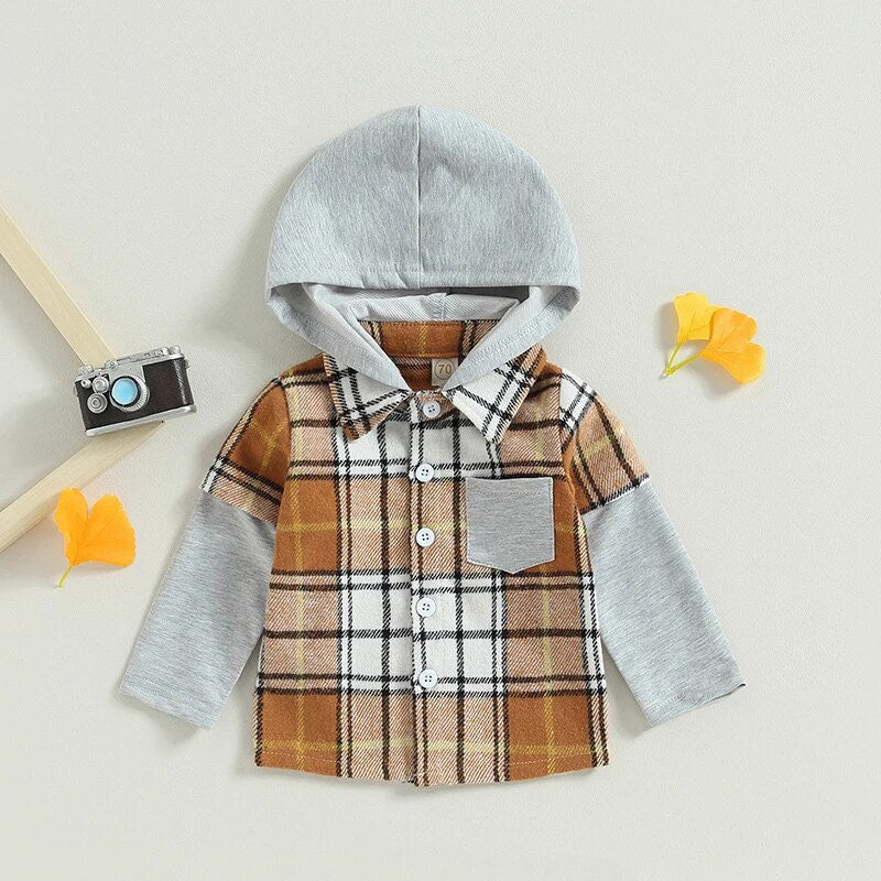 RTS: The Brady Hooded Plaid Onesie and Shirt