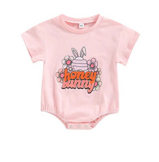 Pink Honey Bunny Bubble Romper RTS