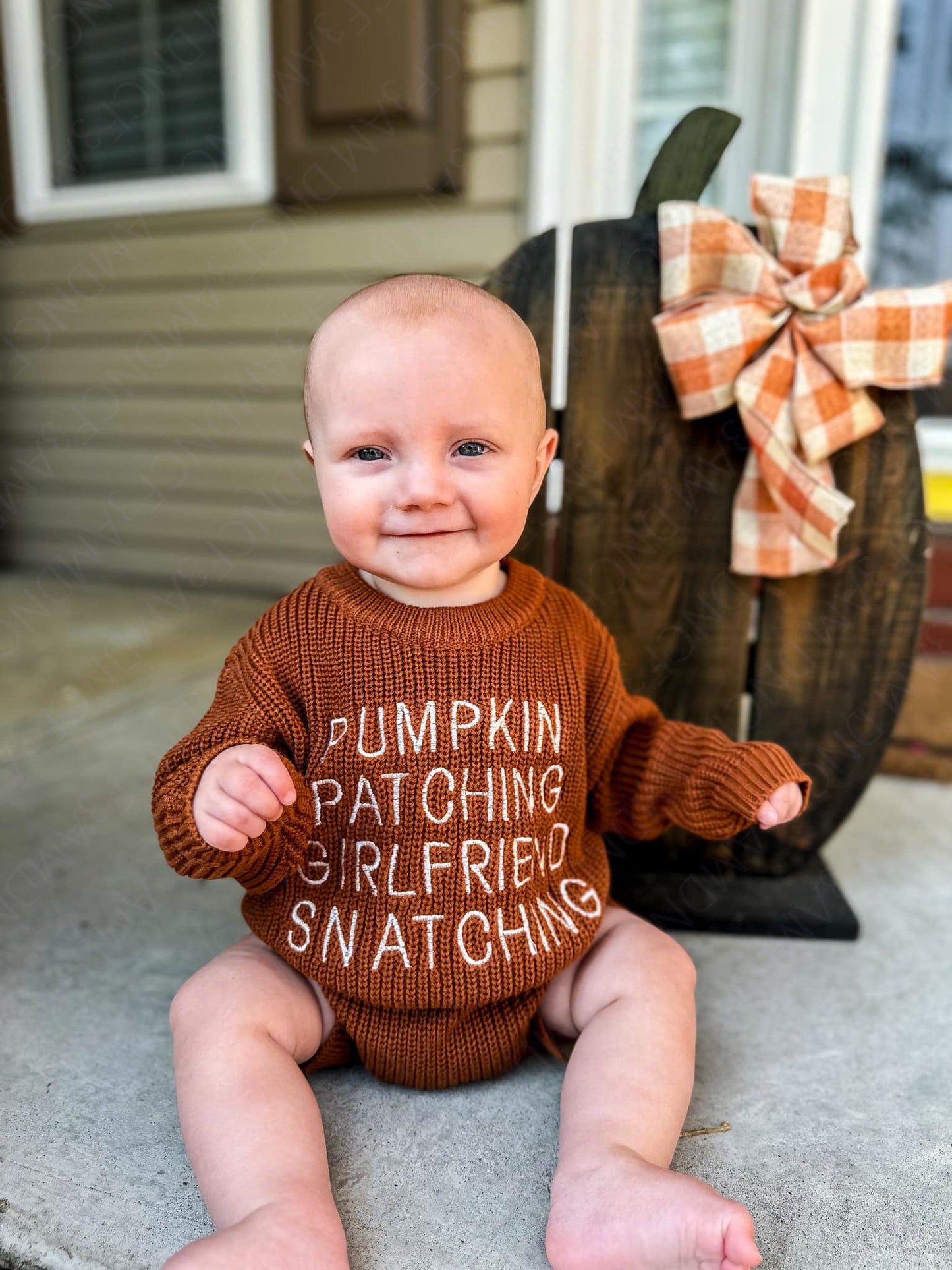 RTS: Pumpkin Patch Knit Onesie