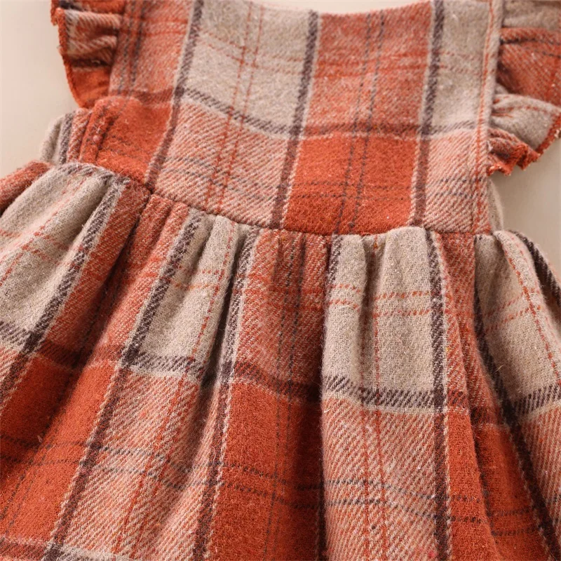 RTS: Plaid Ruffle Sleeve Dress