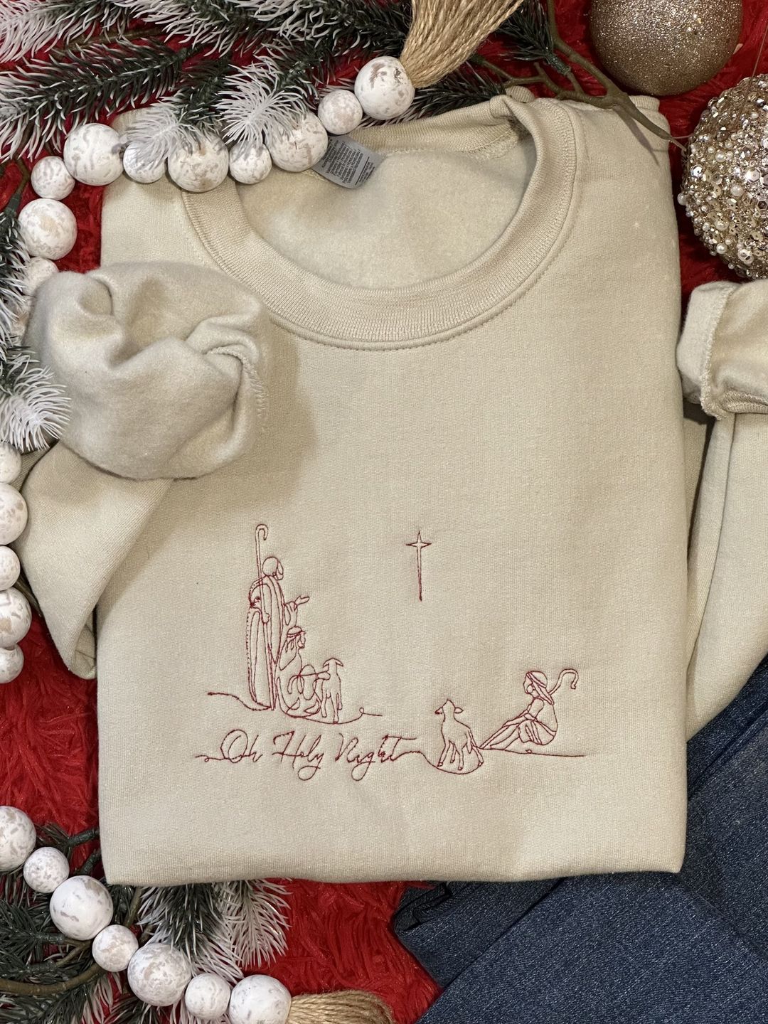 Oh Holy Night Embroidered Sweatshirt