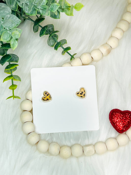 *RTS* Animal Print Heart Studs