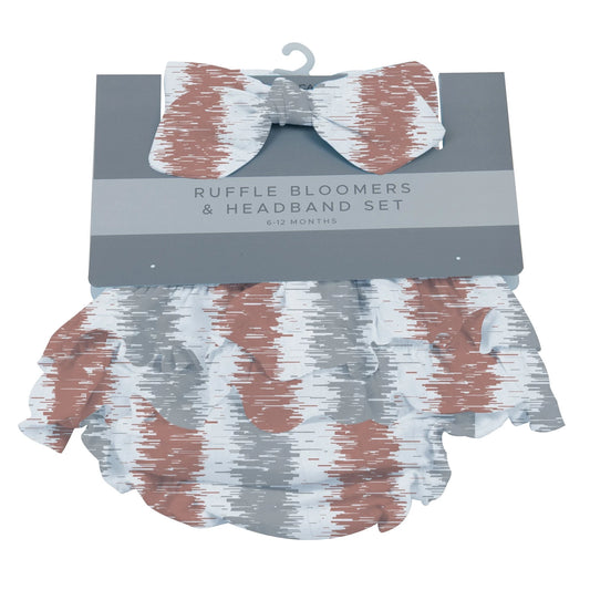 Western Stripe Ruffle Cotton Bloomer & Headband Set