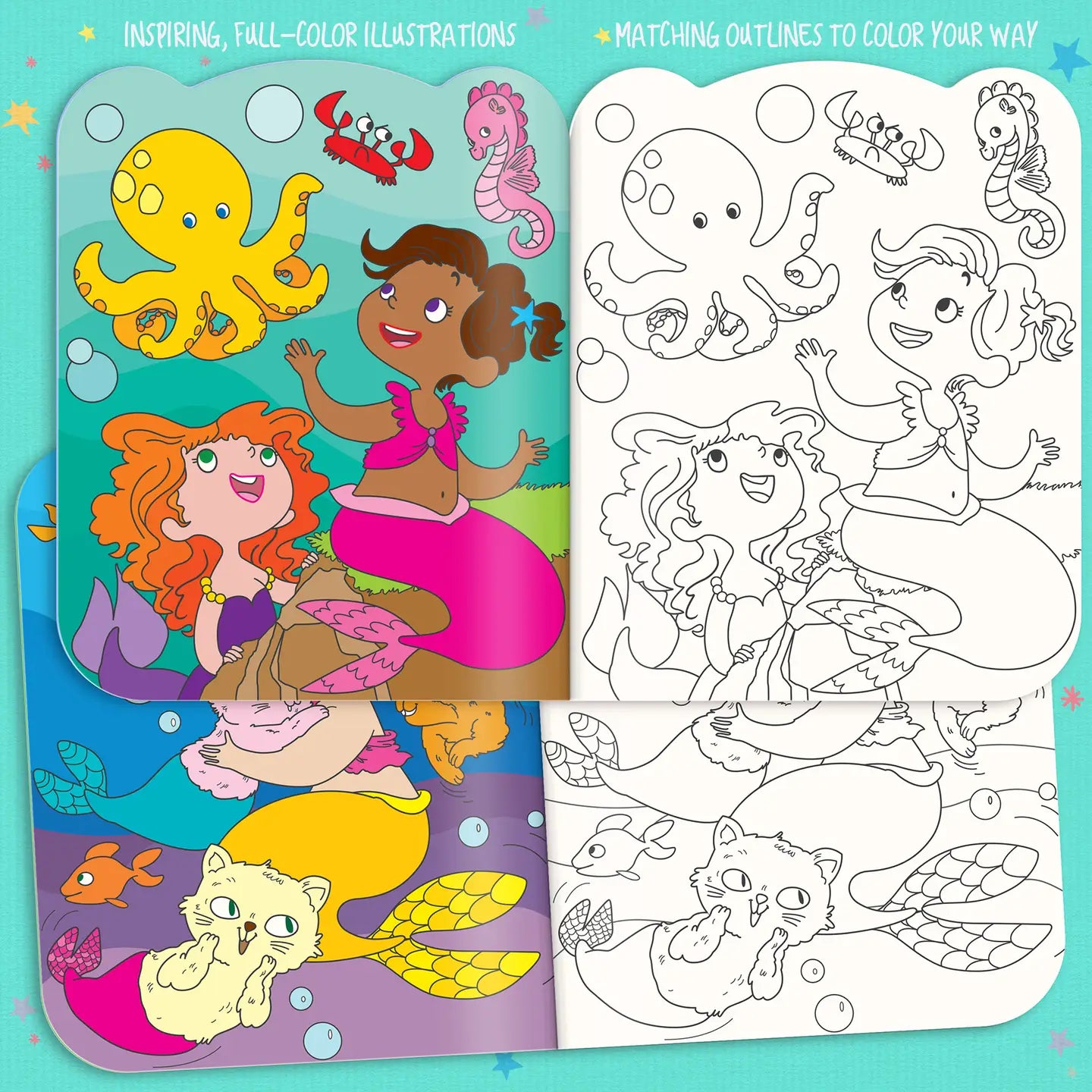 Glitter Mermaid Dry Erase Coloring Gift Set For Kids