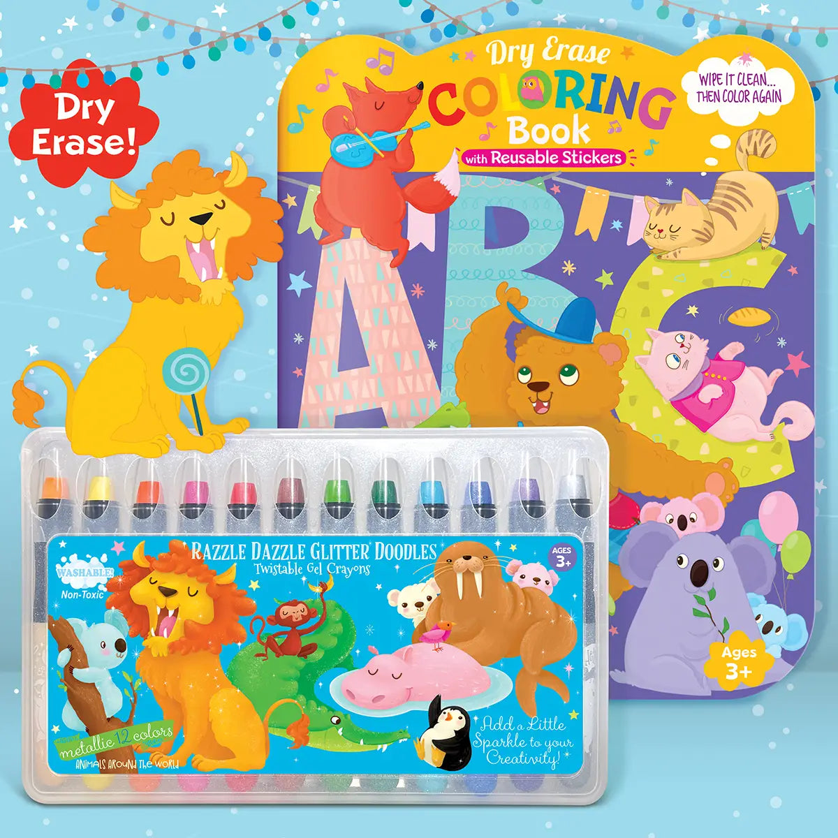 Glitter Abc Dry Erase Coloring Book & Crayon Gift Set