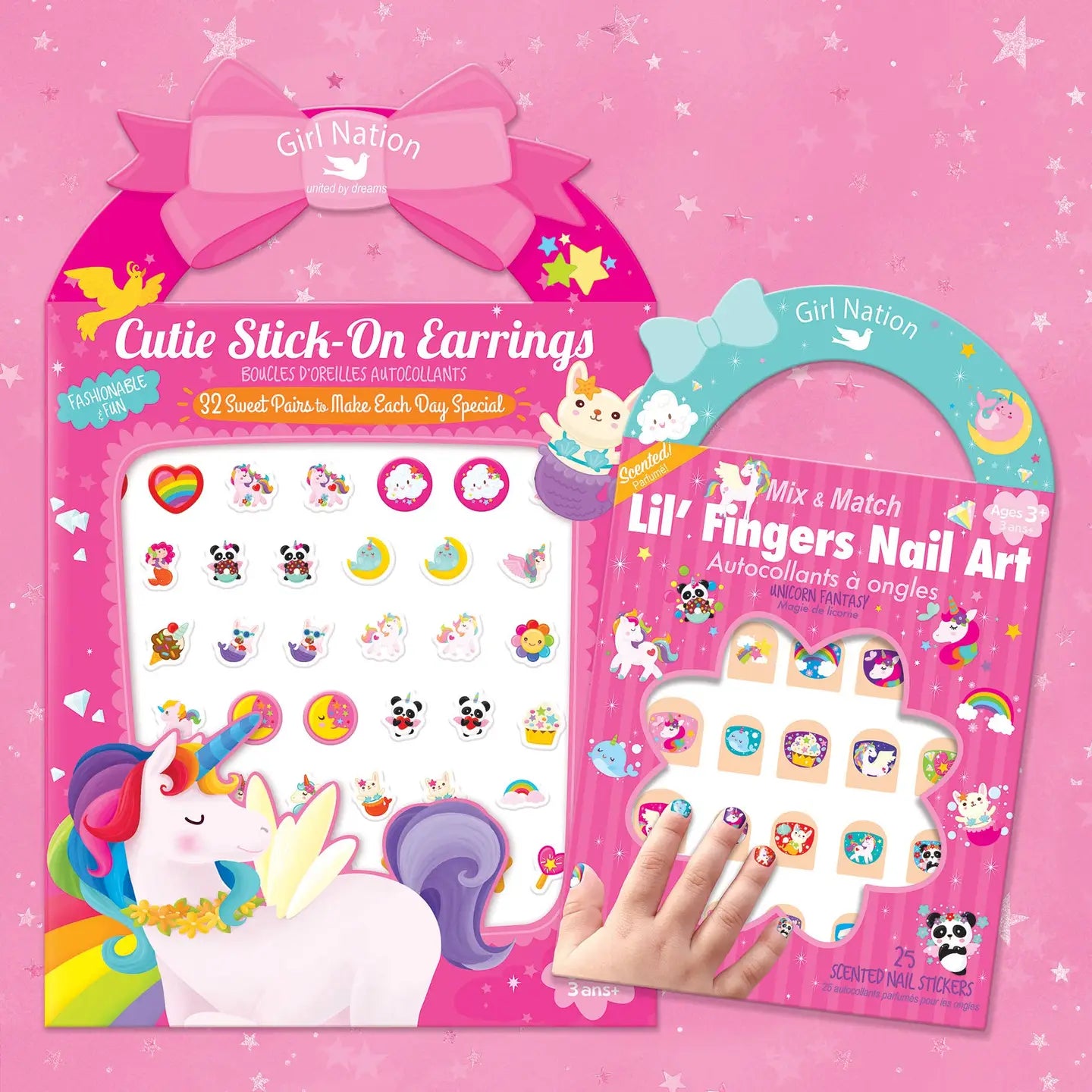 Cutie Stick-On Earring and Nail Sticker Gift Set- Unicorn