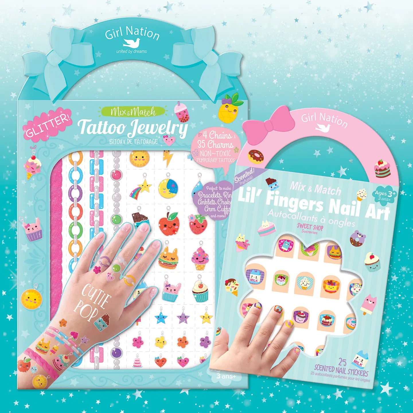 Tattoo Jewelry and Nail Sticker Gift Set- Sweet Shoppe