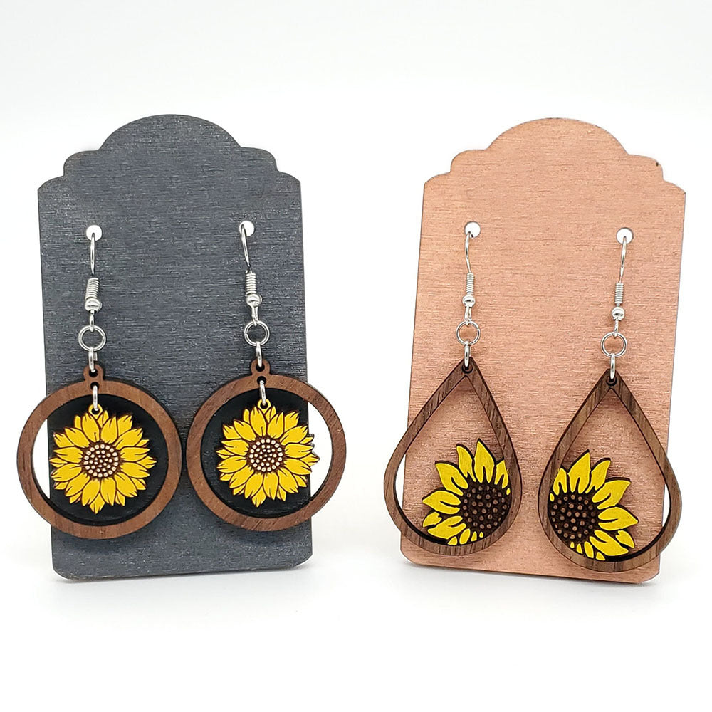 *RTS* Wooden Sunflower Earrings