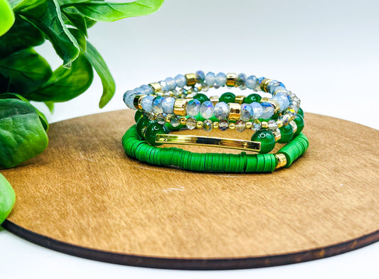 *RTS* Go Green Heishi Bead Bracelet Stacks