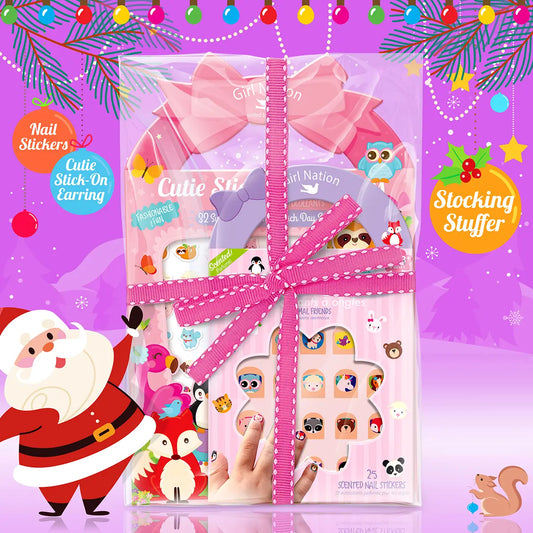 Cutie Stick-On Earring and Nail Sticker Gift Set- Animals