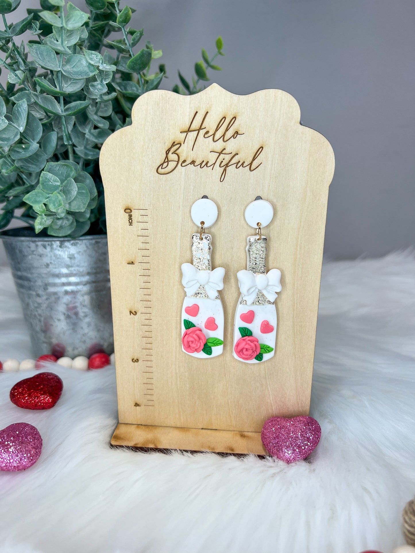 *RTS* Pink Champagne Bottle Earrings