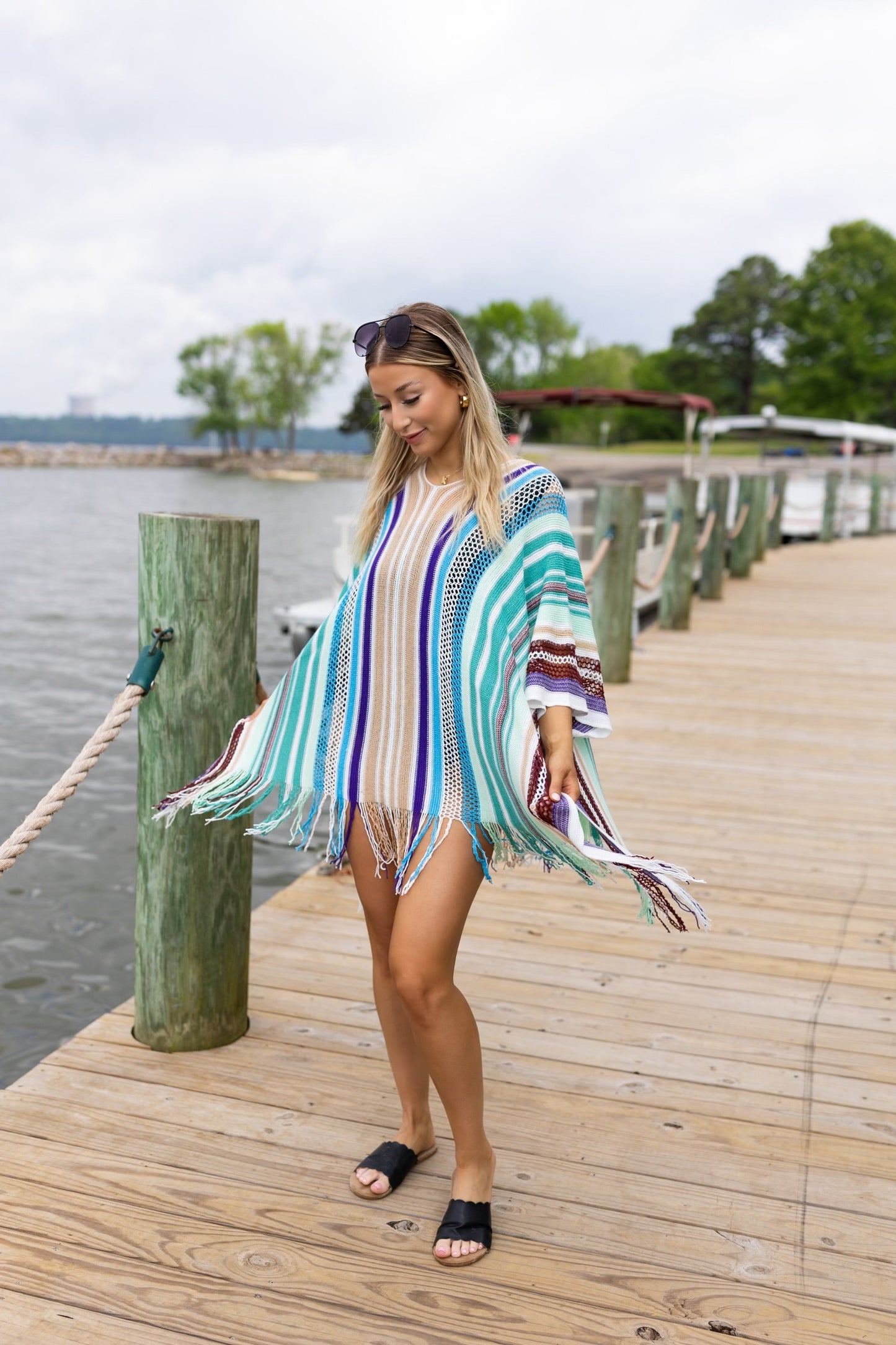 Mariana Striped Poncho w/ Tassels