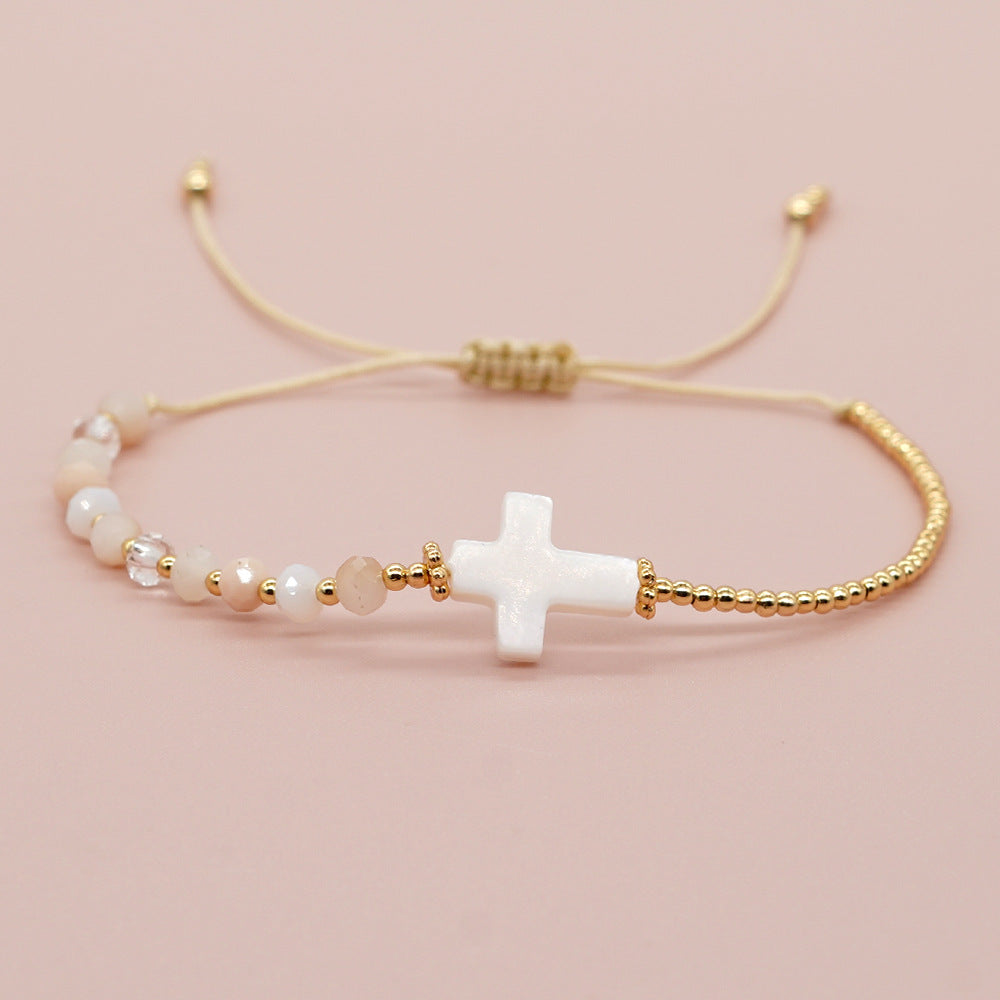 *RERUN: Crystal Beaded Cross Bracelet*