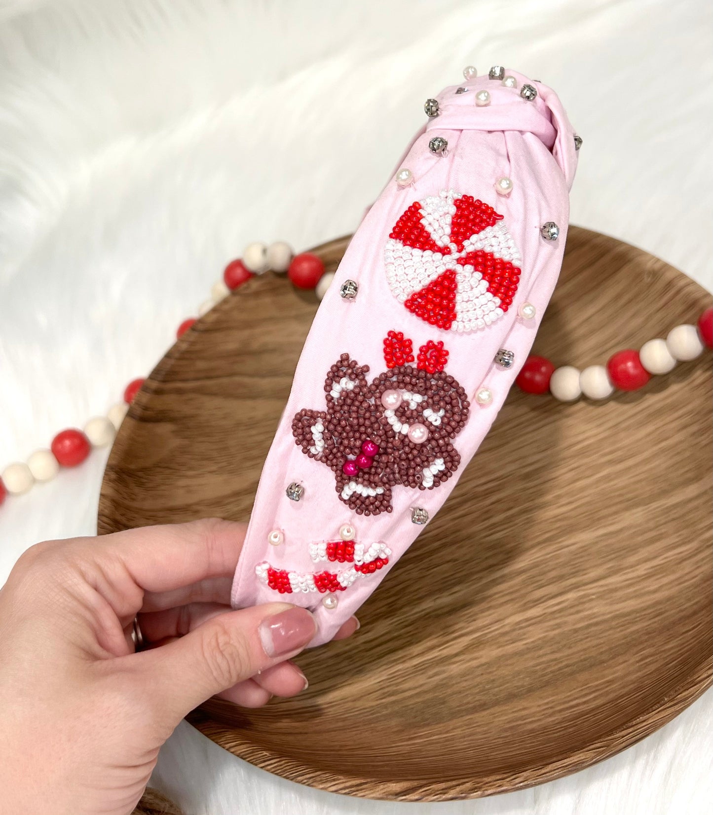 *RTS* Pink Gingerbread Beaded Headband