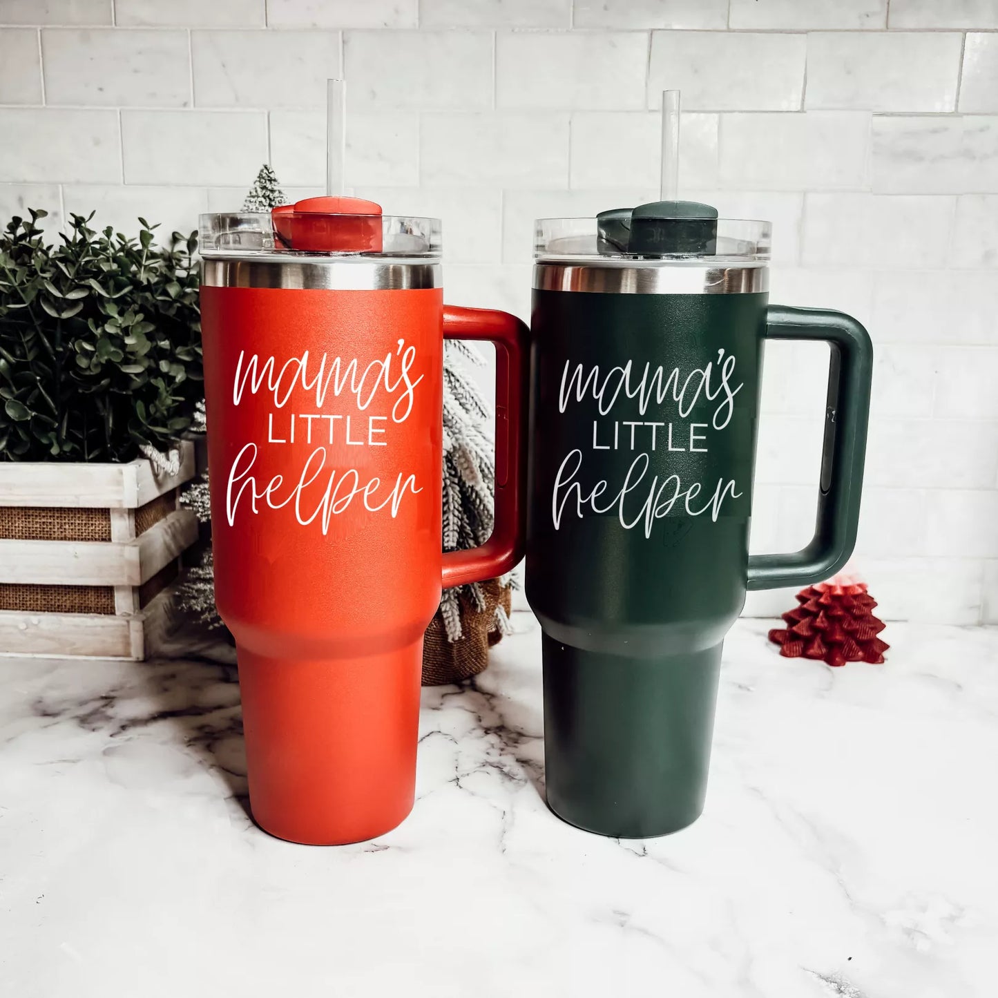 Funny Christmas Gifts for Parents, Holiday Travel Mugs, 40 oz Christmas Tumblers with Handle, Lid & Straw