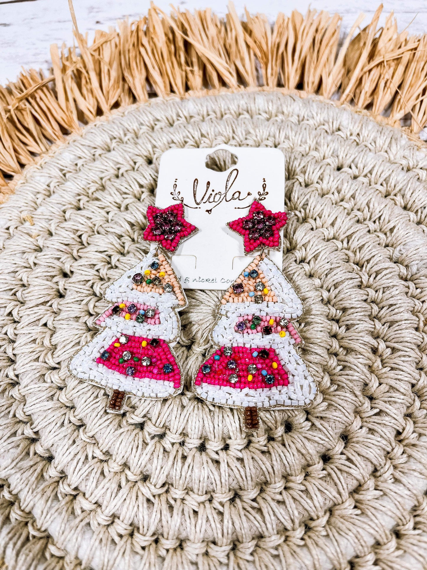 Christmas Tree Beaded Earrings