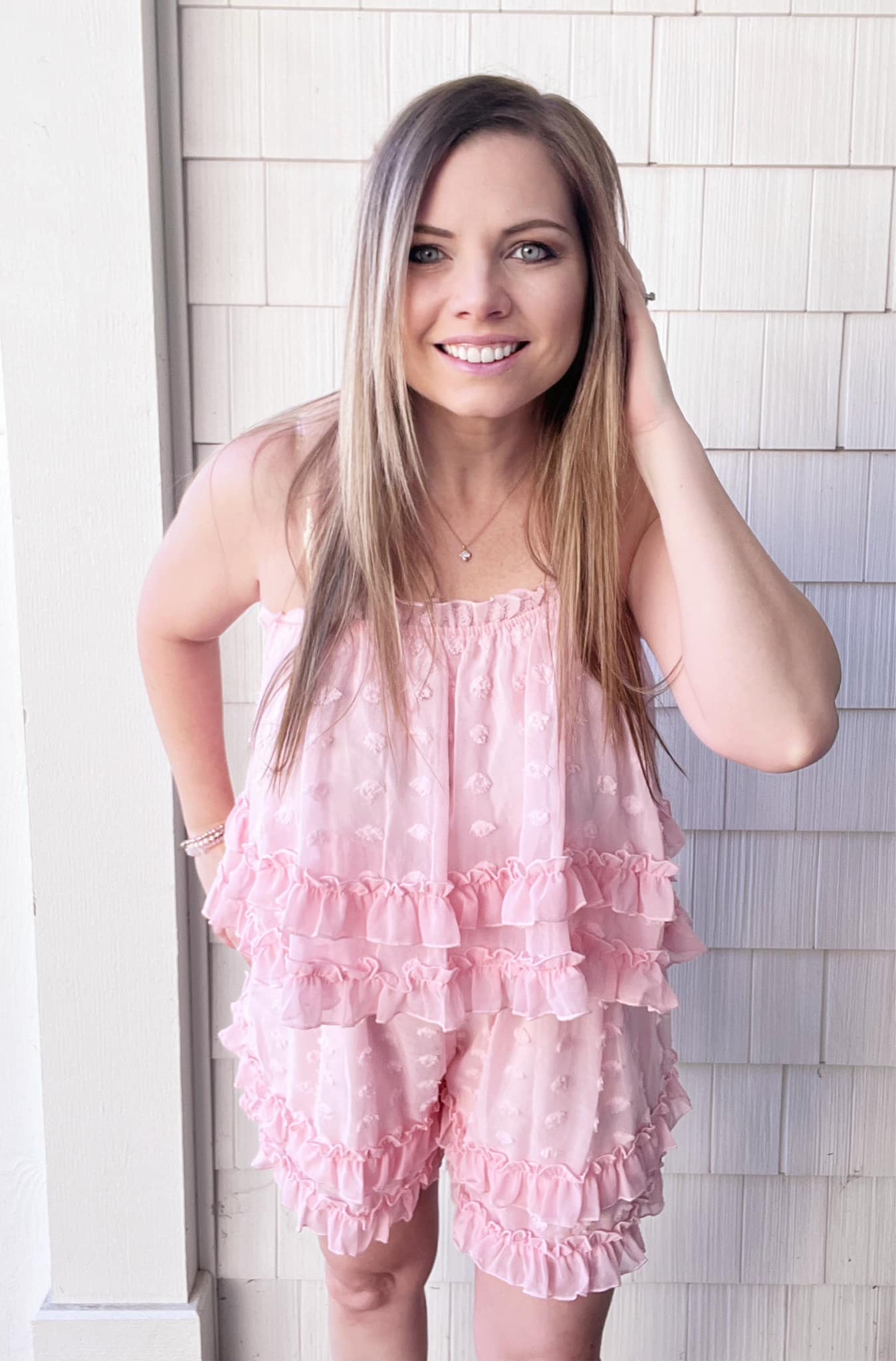 RTS: Chiffon Dot romper-