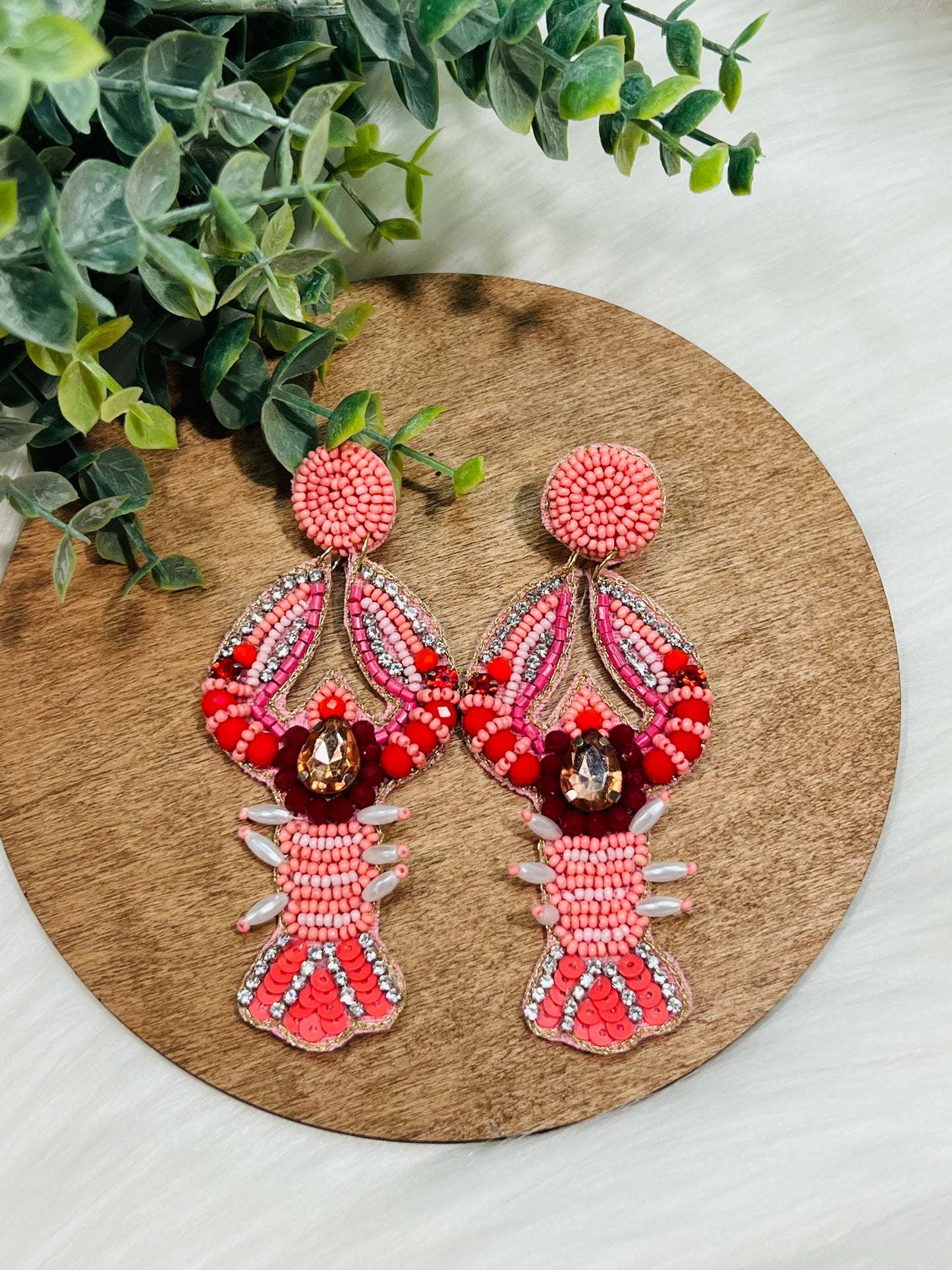 *RTS* Beaded Crawfish Earrings