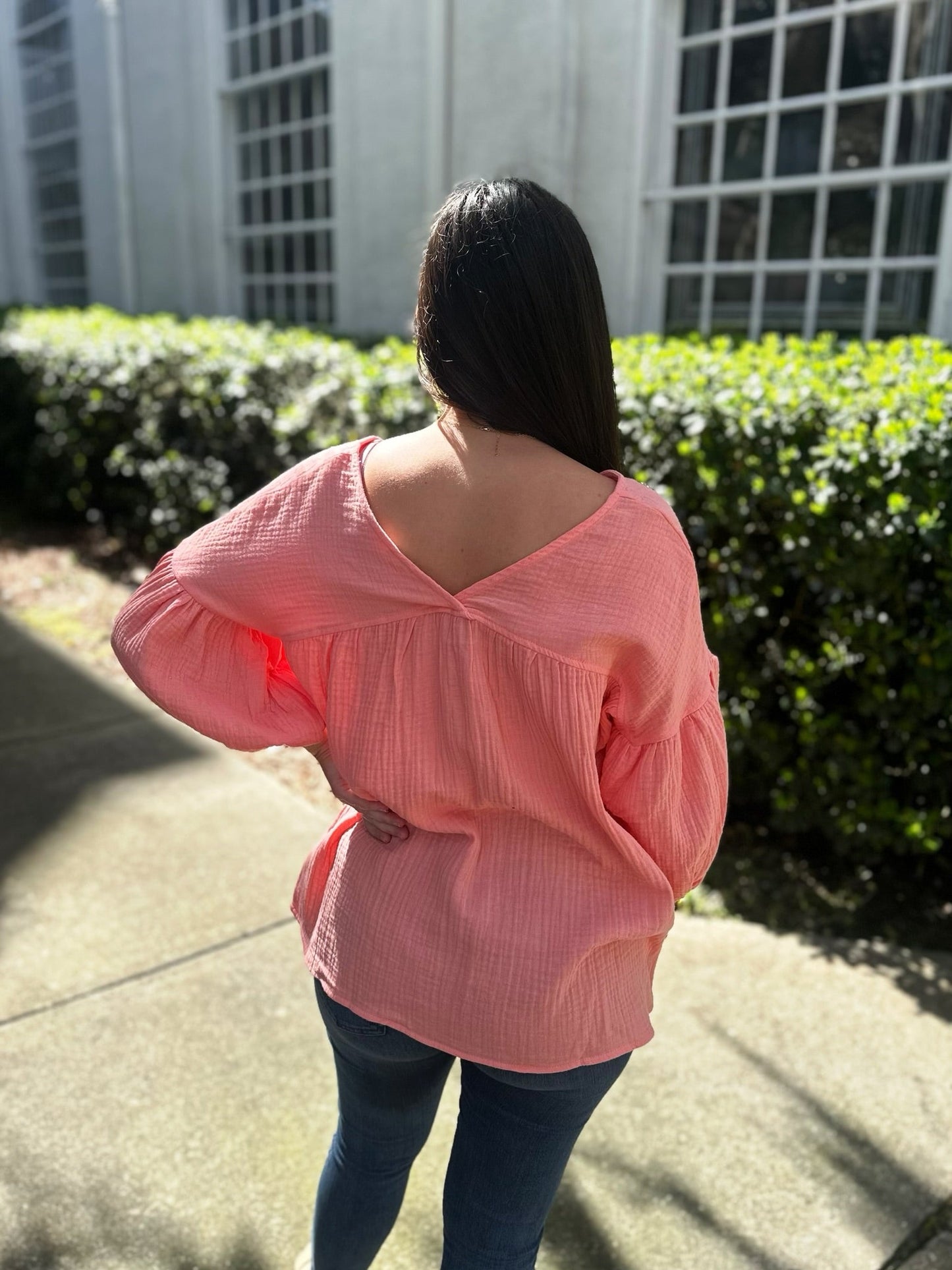 Pink Textured Babydoll Blouse March.