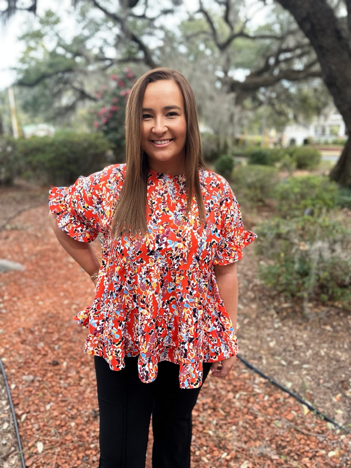 Floral Ruffle Plus Size Top Feb.