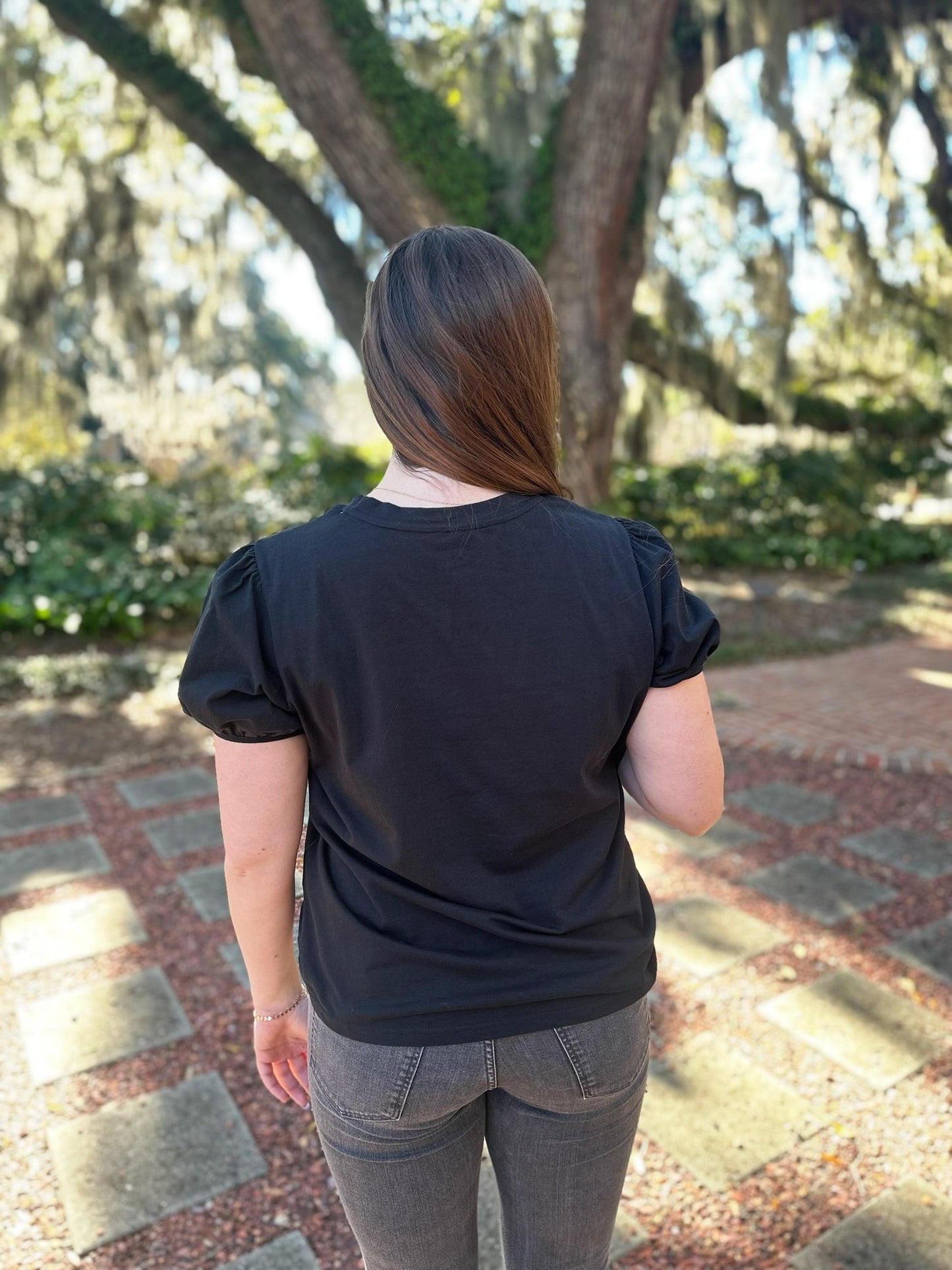 Black Embroidered Floral Top Feb.