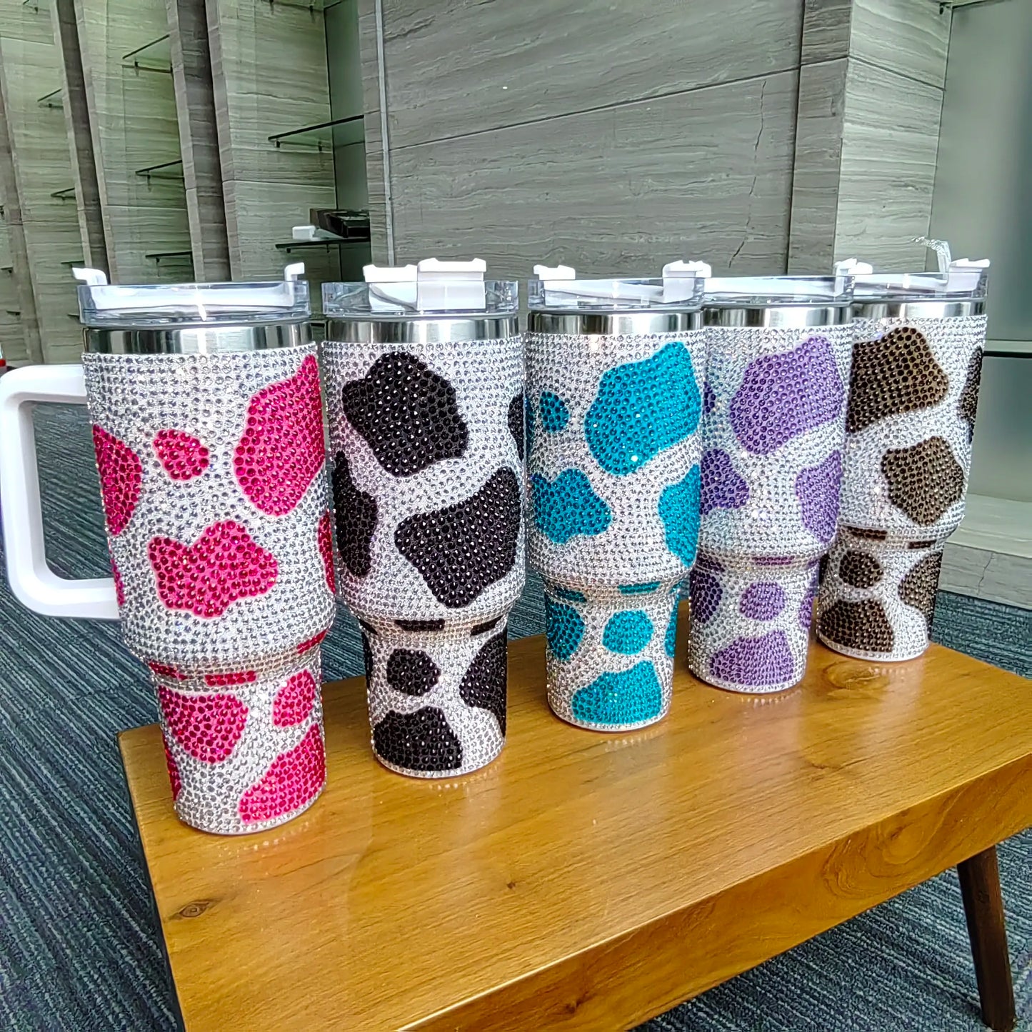 Cowprint Rhinestone Tumblers