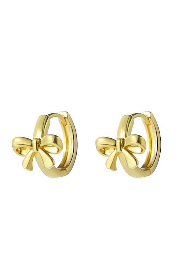 Gold Bow Huggie Hoop Earrings