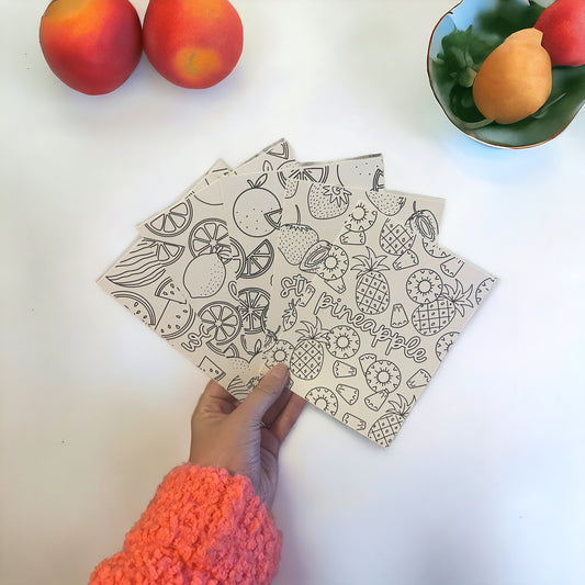 Fruit themed coloring sheets