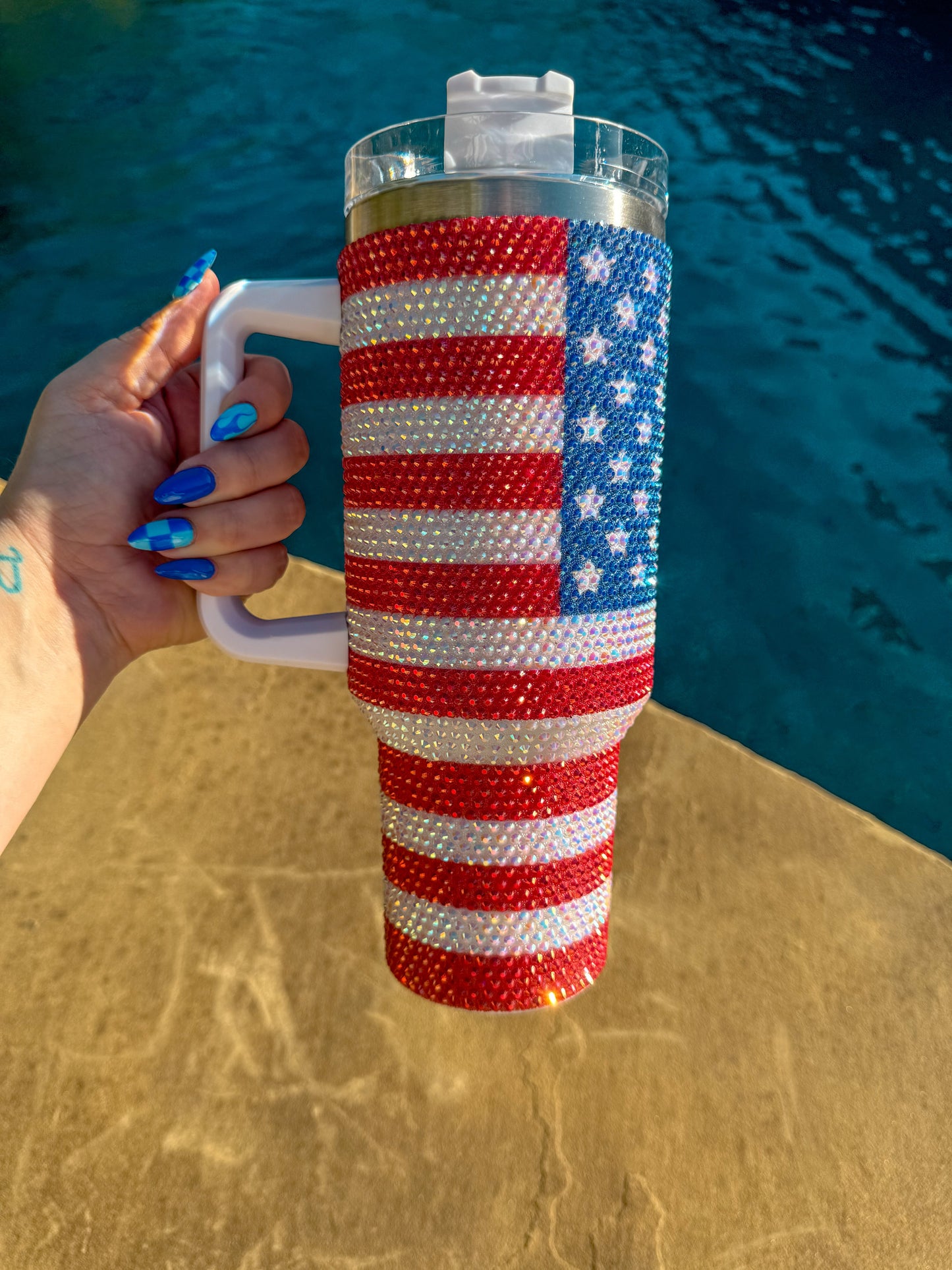 America Rhinestone Tumbler